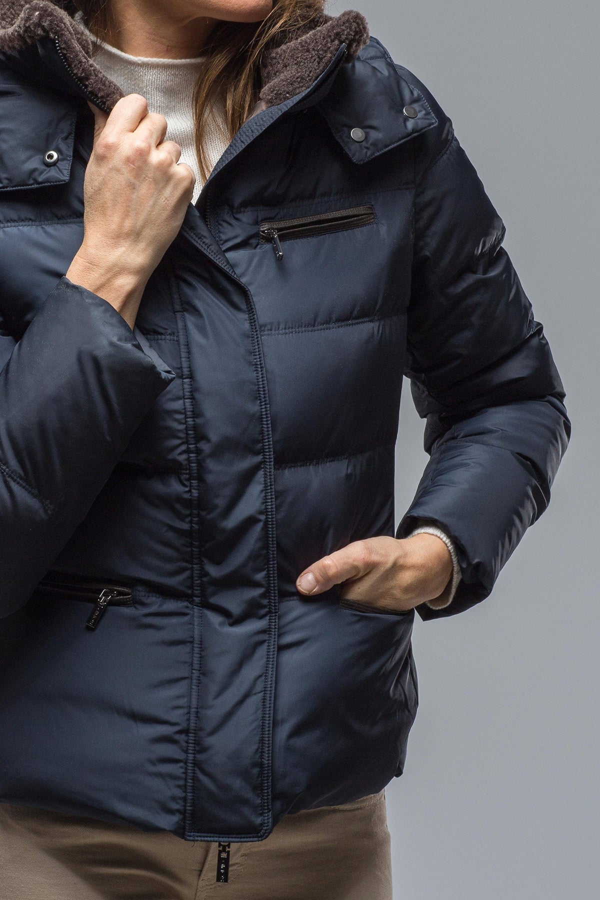 Gimo's | Maia Quilted Goose Down Coat in Navy | Warehouse - Ladies - Outerwear - Cloth