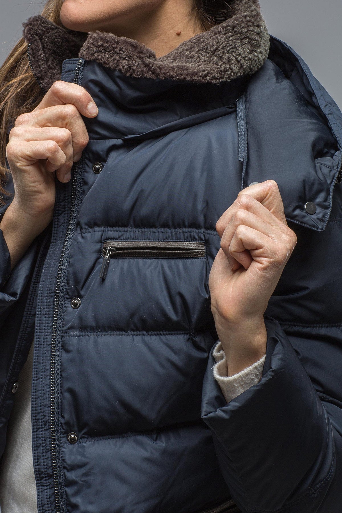 Gimo's | Maia Quilted Goose Down Coat in Navy | Warehouse - Ladies - Outerwear - Cloth