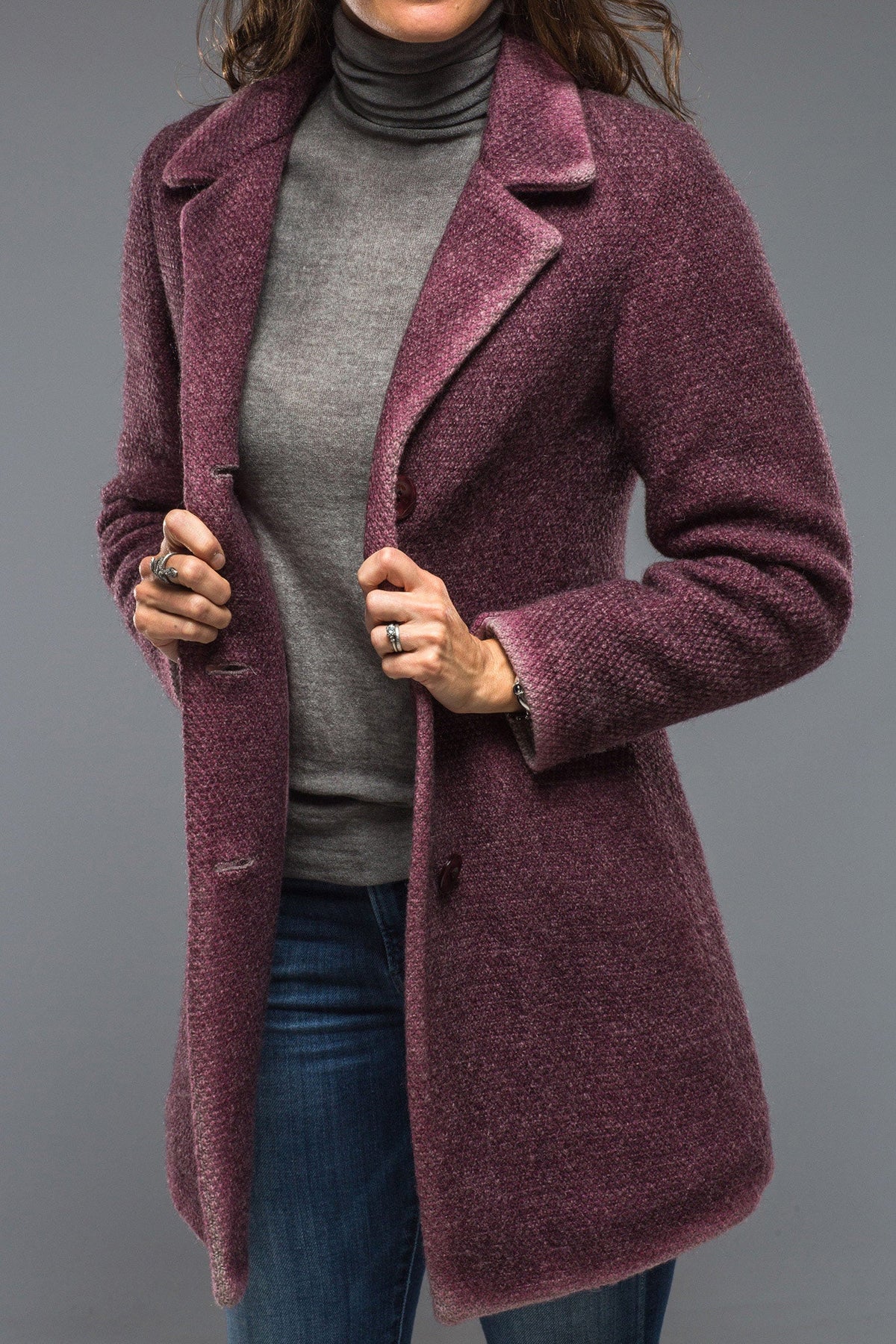 Gimo's | Poppy Long Garment Dyed Coat In Berry | Warehouse - Ladies - Outerwear - Cloth