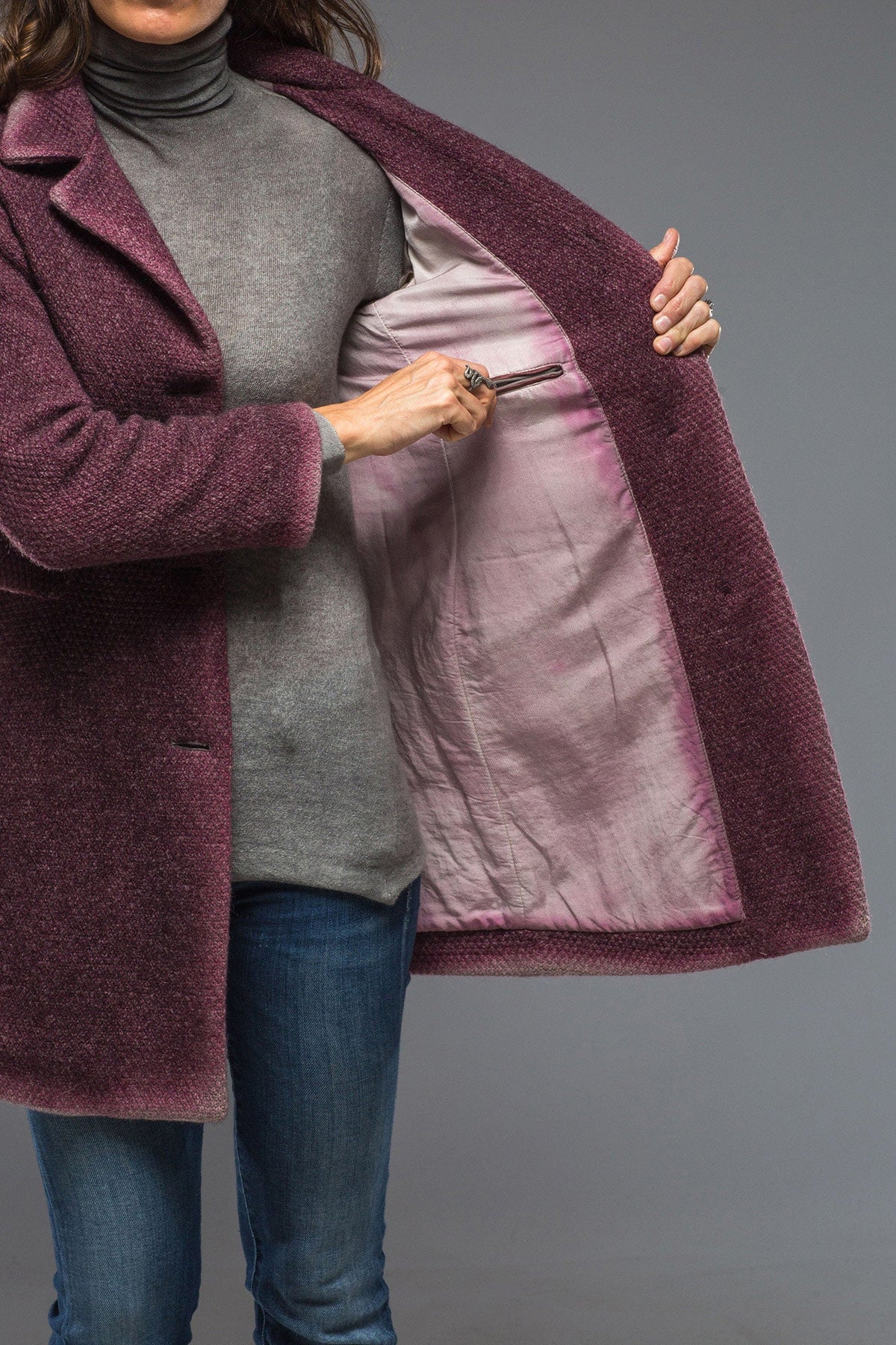 Gimo's | Poppy Long Garment Dyed Coat In Berry | Warehouse - Ladies - Outerwear - Cloth