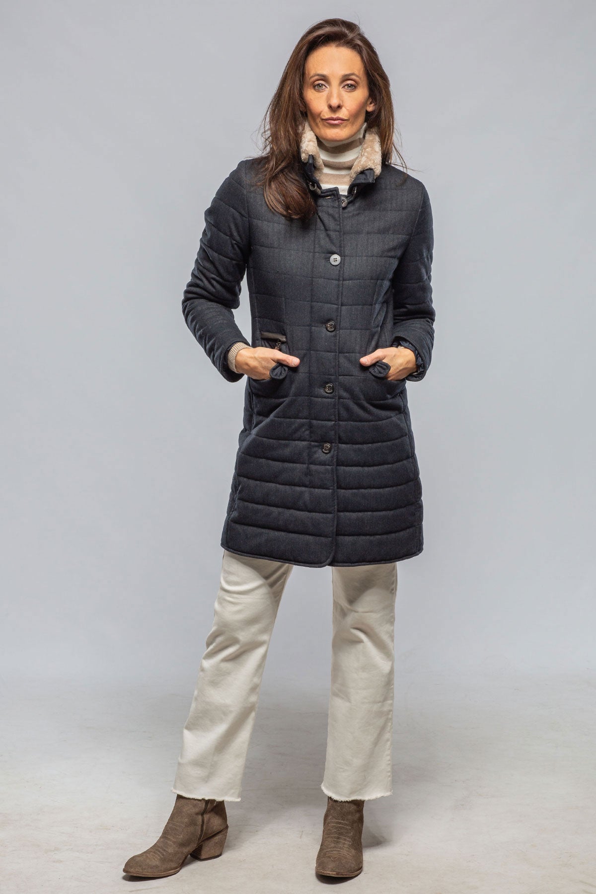 Tailored Après Jacket In Navy | Warehouse - Ladies - Outerwear - Cloth | Gimo's