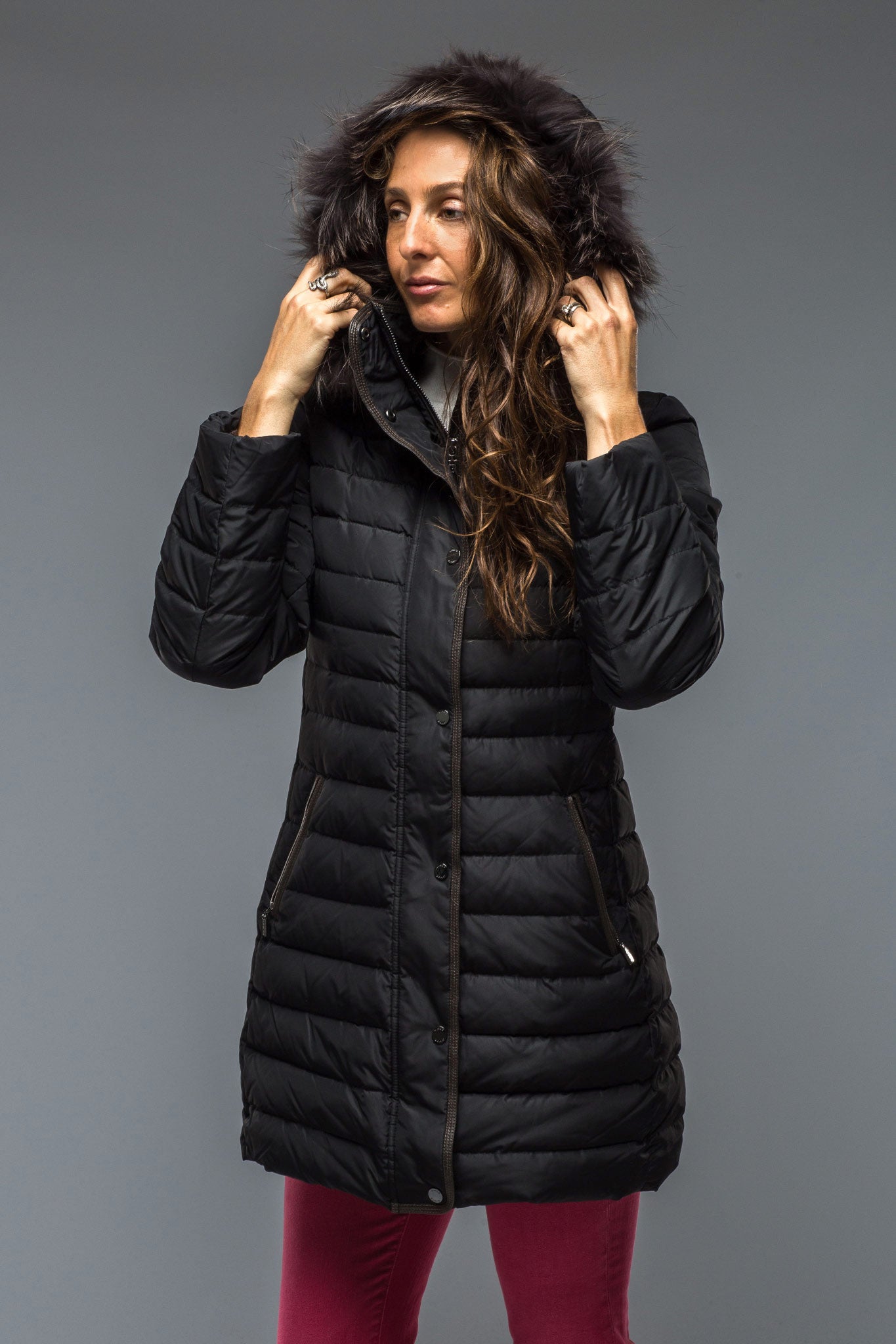 Thalia Long Goose Down Coat In Black | Warehouse - Ladies - Outerwear - Cloth | Gimo's