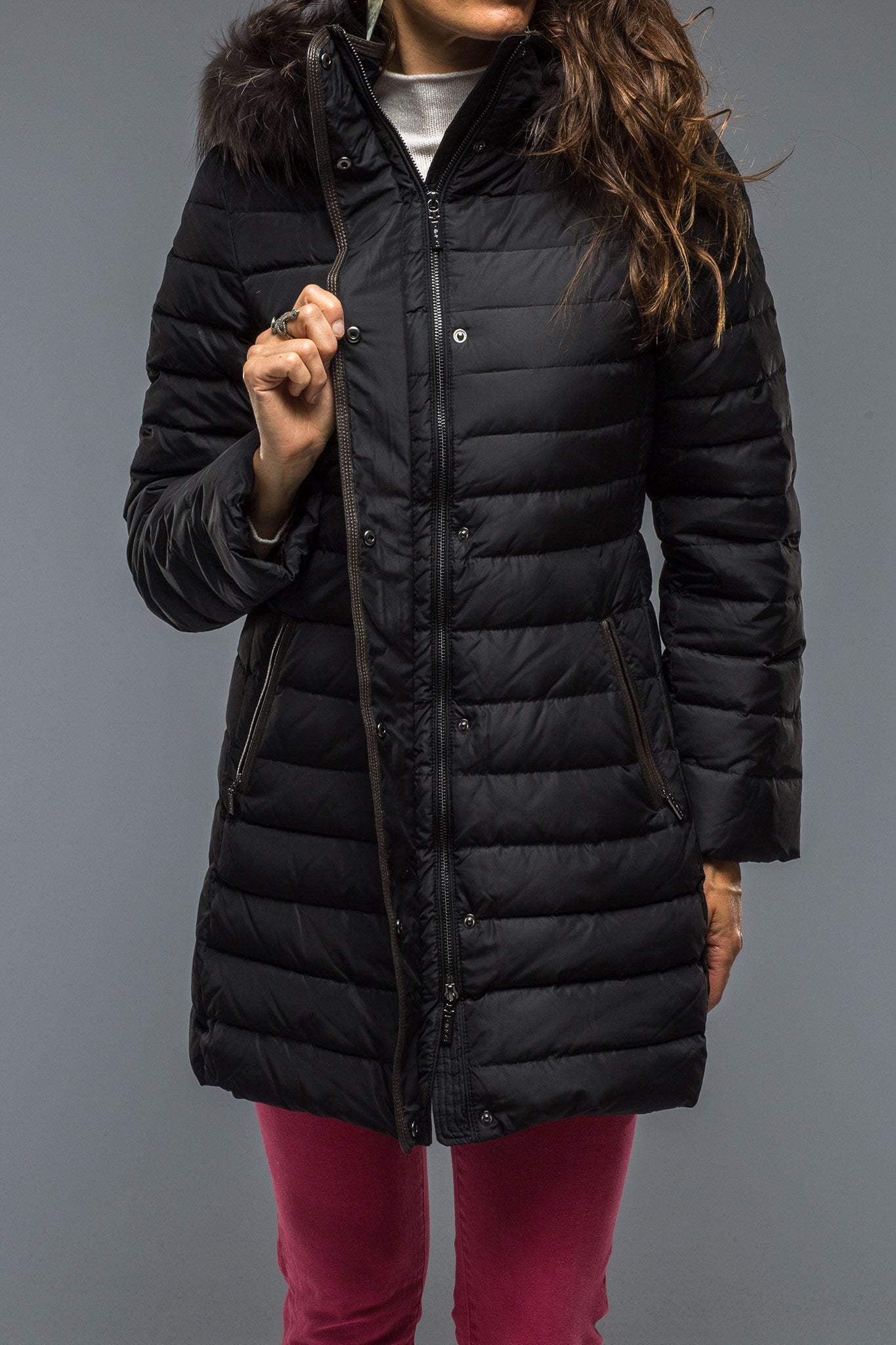 Thalia Long Goose Down Coat In Black | Warehouse - Ladies - Outerwear - Cloth | Gimo's