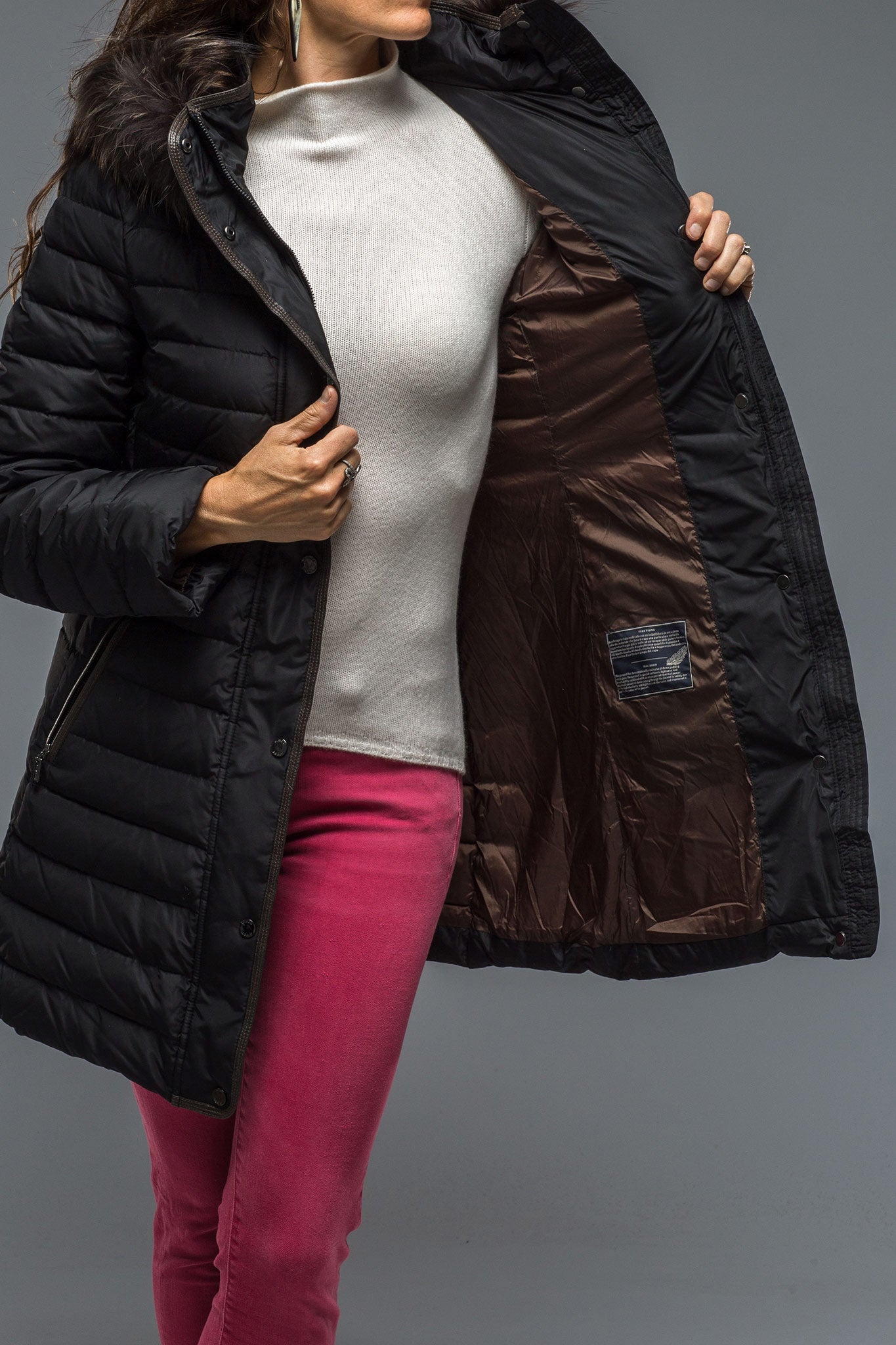 Thalia Long Goose Down Coat In Black | Warehouse - Ladies - Outerwear - Cloth | Gimo's