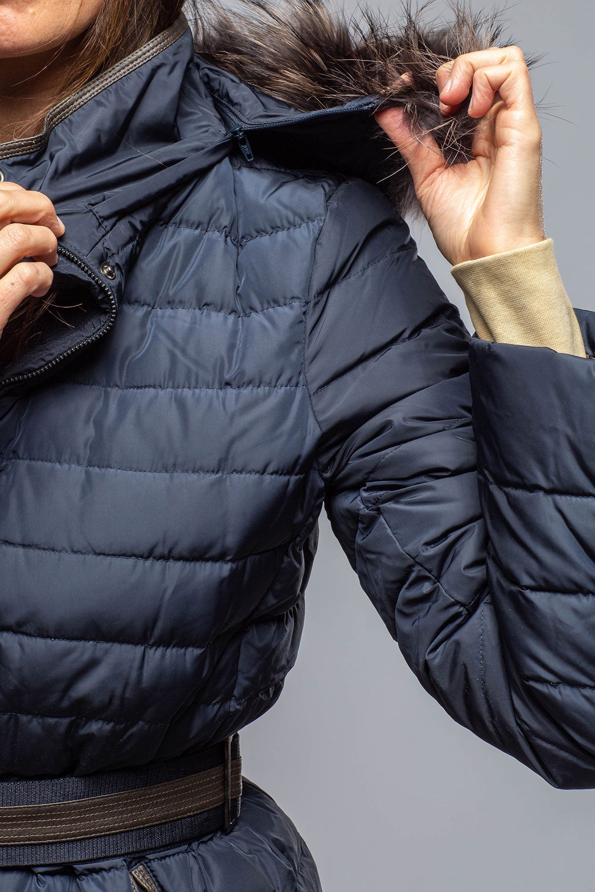 Gimo's Thalia Long Goose Down Coat In Navy Warehouse - Ladies - Outerwear - Cloth