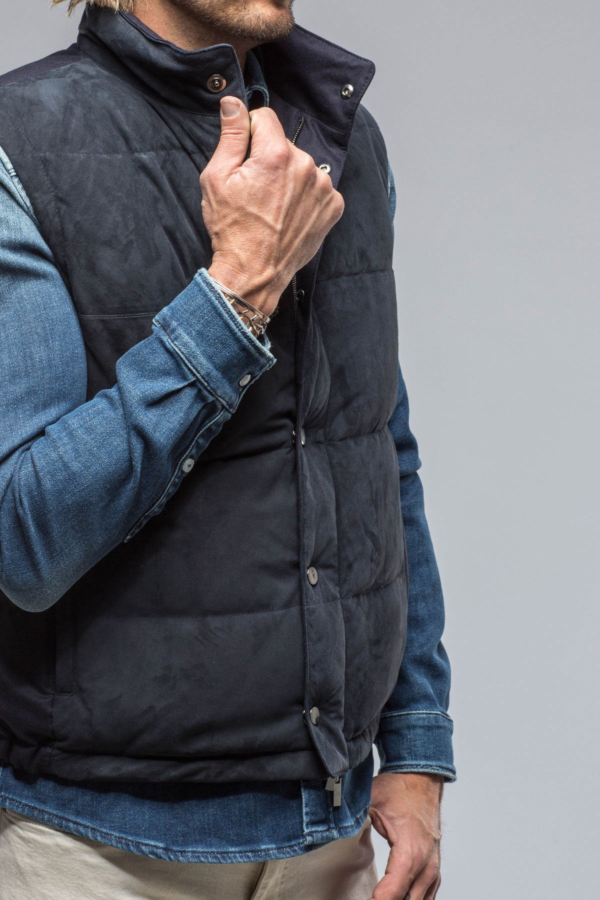 Gimo's | Two Arrows Vest in Navy | Mens - Outerwear - Leather