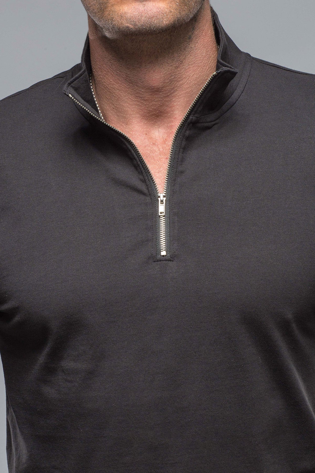 Modesto Luxe Pima Cotton Zip in Black | Mens - Shirts - T-Shirts | Georg Roth