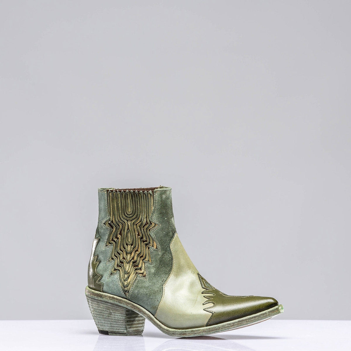 Luz Leather & Suede Boots In Green - AXEL'S
