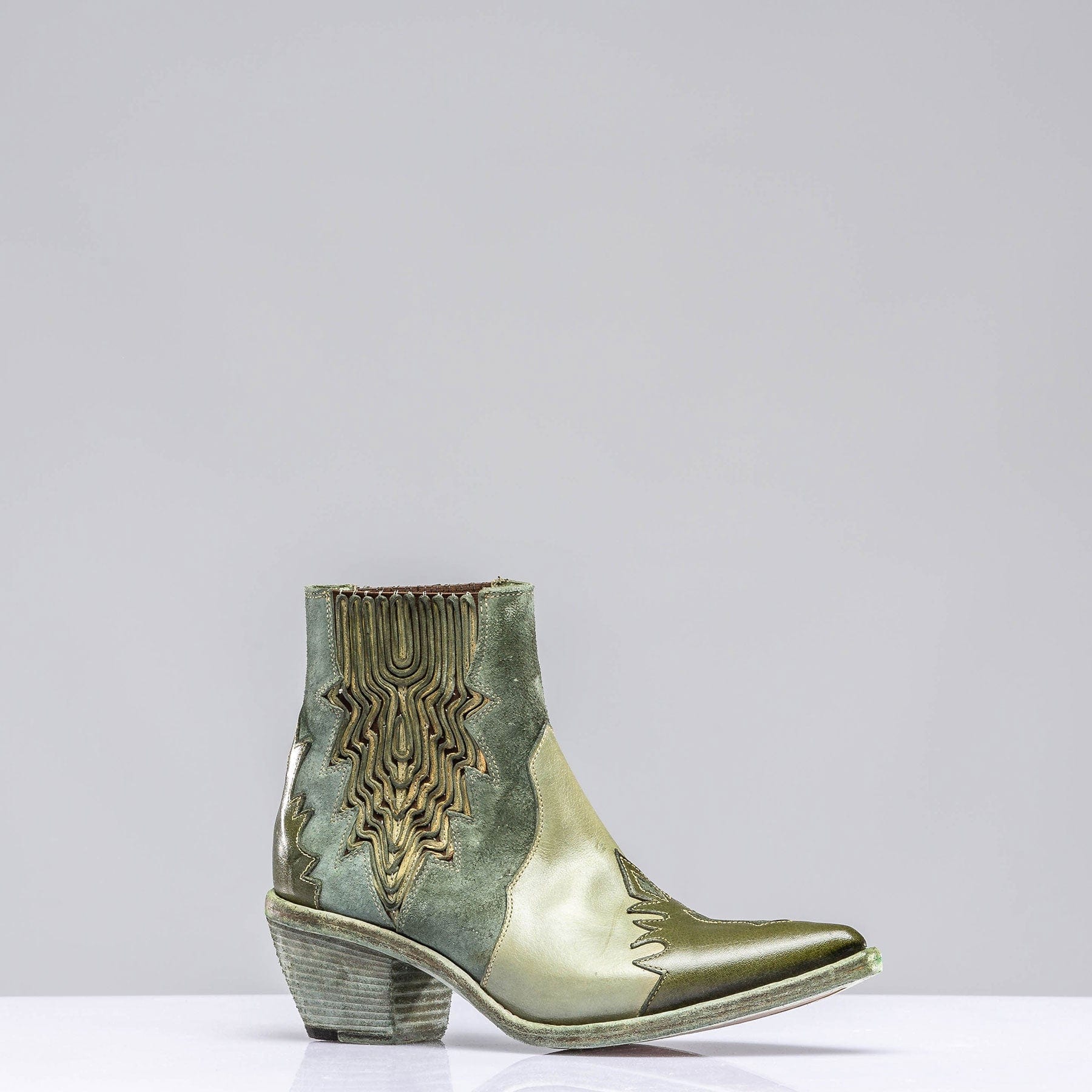Luz Leather & Suede Boots In Green - AXEL'S