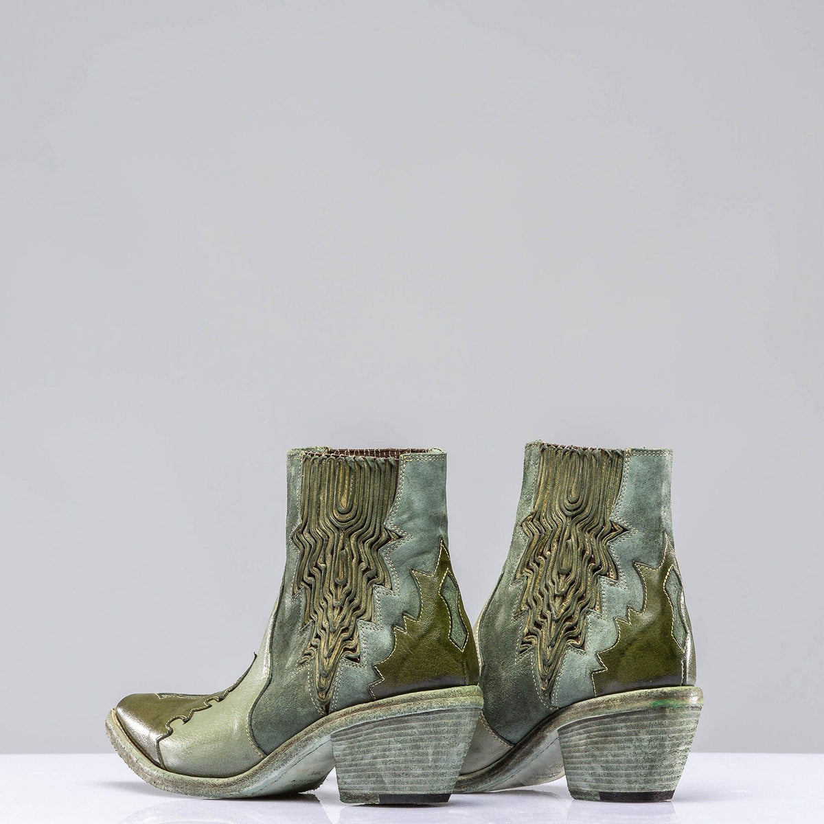 Luz Leather & Suede Boots In Green - AXEL'S