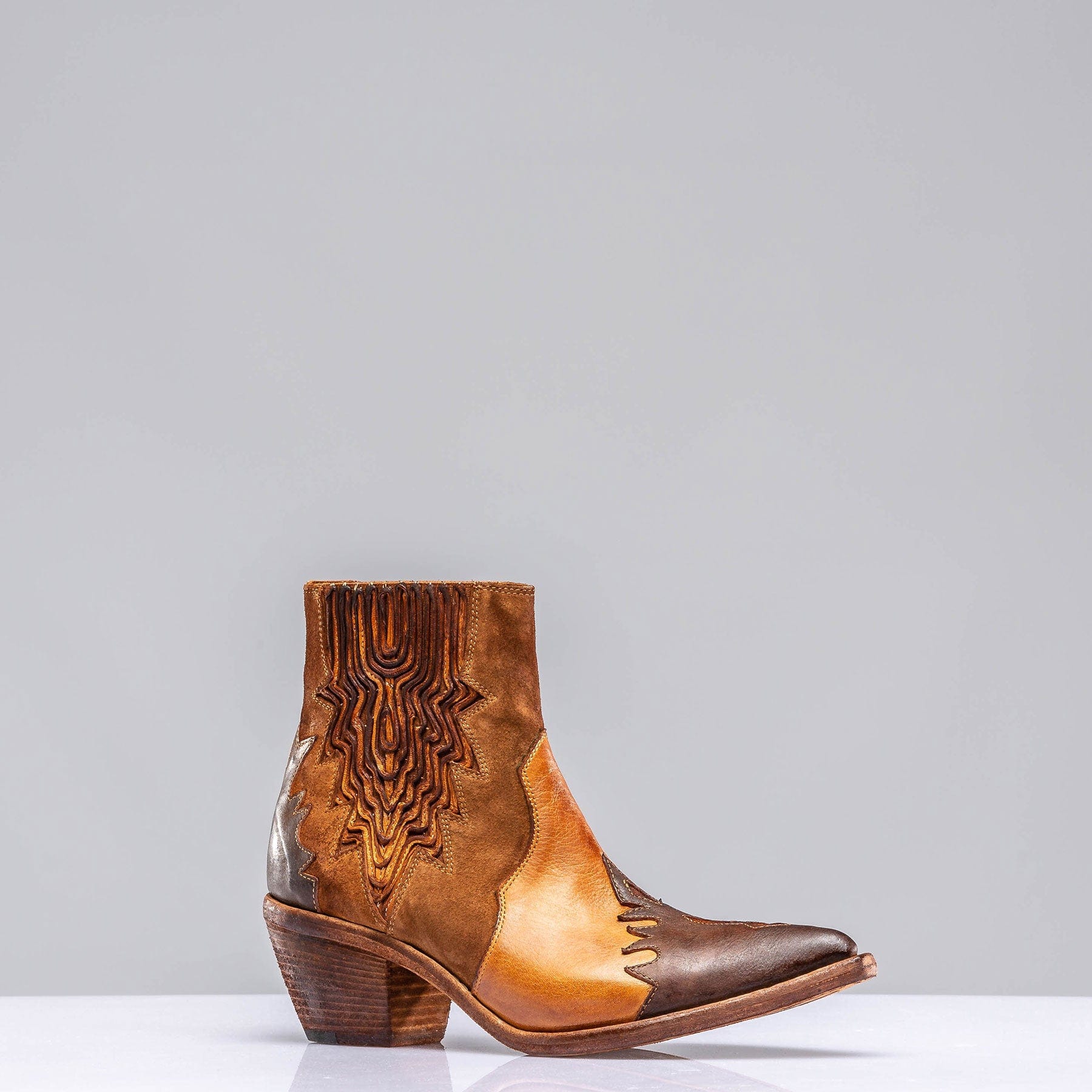 Luz Leather & Suede Boots In Whiskey - AXEL'S