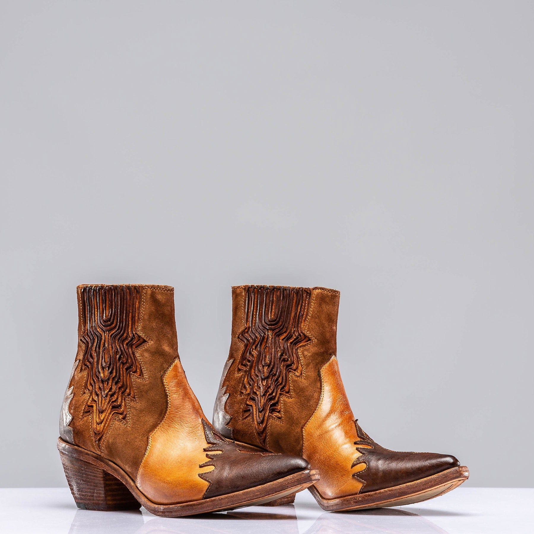 Luz Leather & Suede Boots In Whiskey - AXEL'S