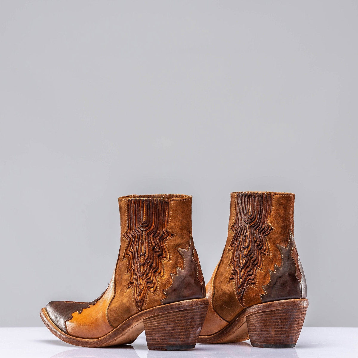 Luz Leather & Suede Boots In Whiskey - AXEL'S