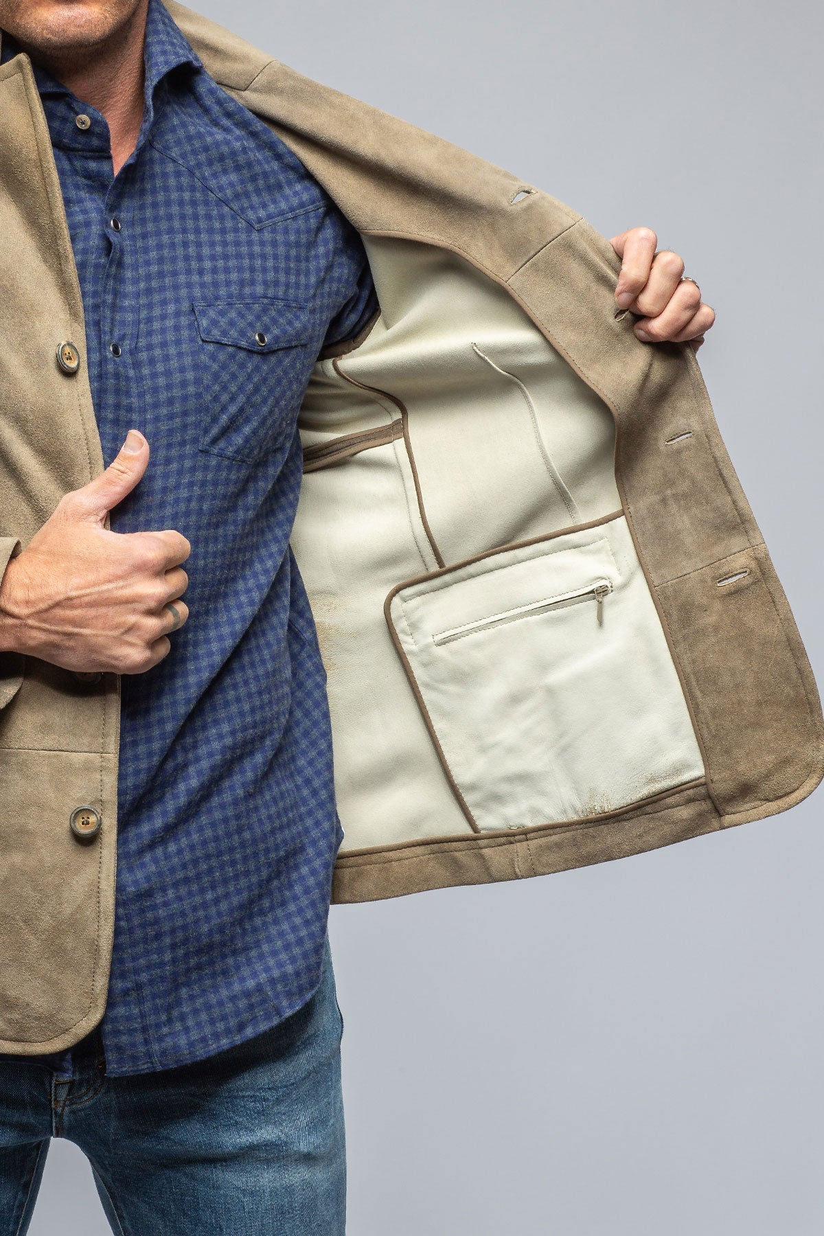 Ryan Suede Jacket in Old Grey | Mens - Outerwear - Leather | Meindl