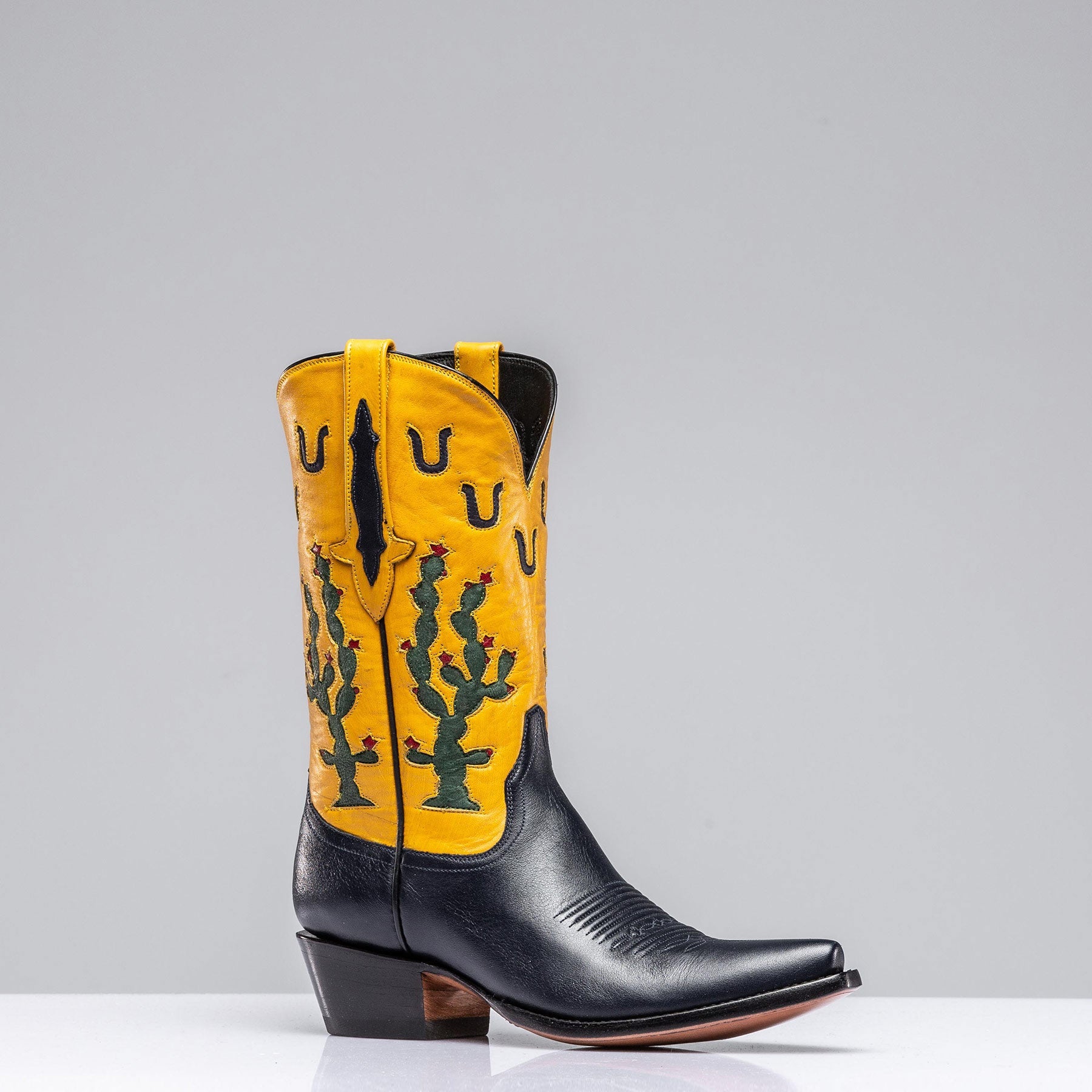 Stallion Boots Bailey Cactus Horseshoe In Navy Ladies - Cowboy Boots