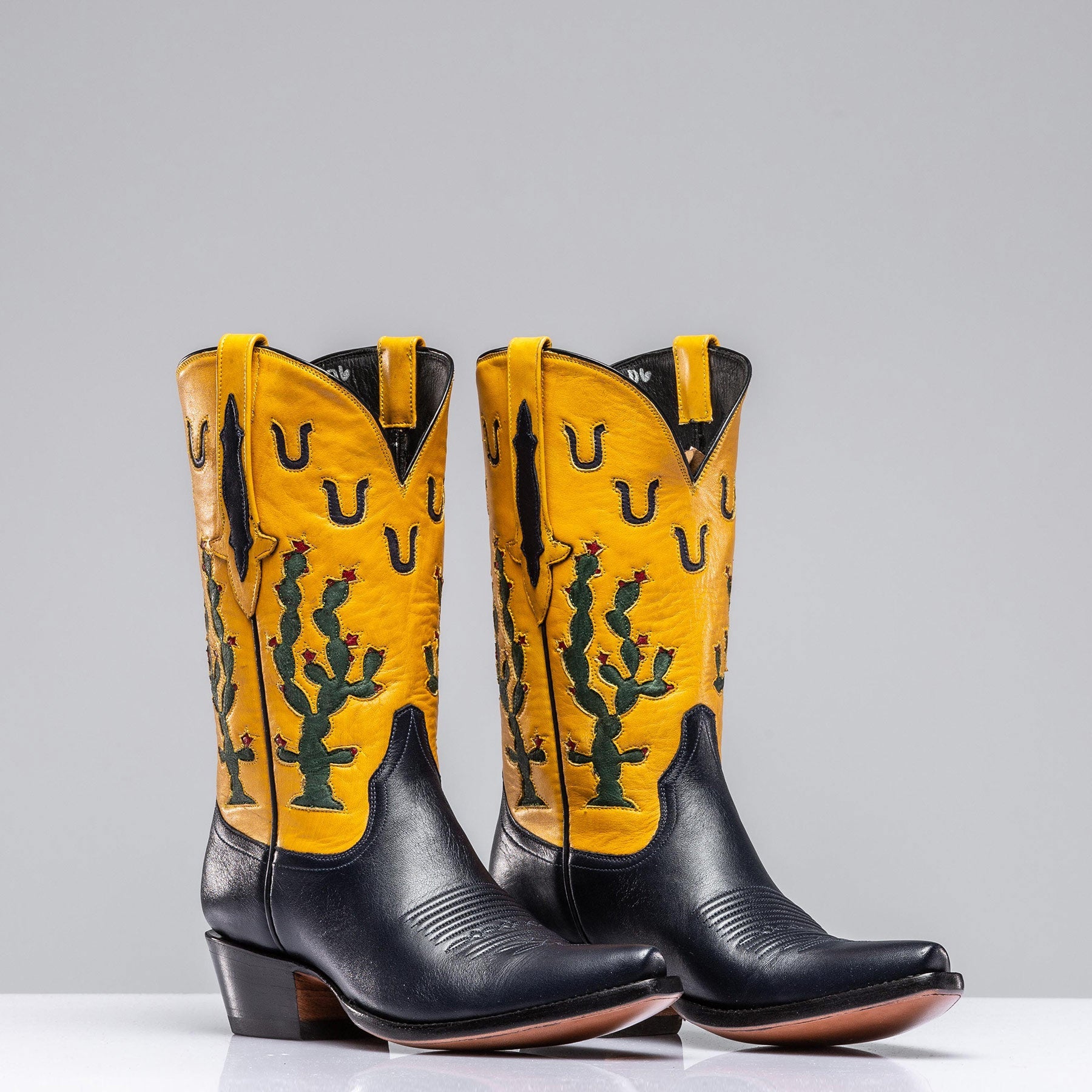 Stallion Boots Bailey Cactus Horseshoe In Navy Ladies - Cowboy Boots
