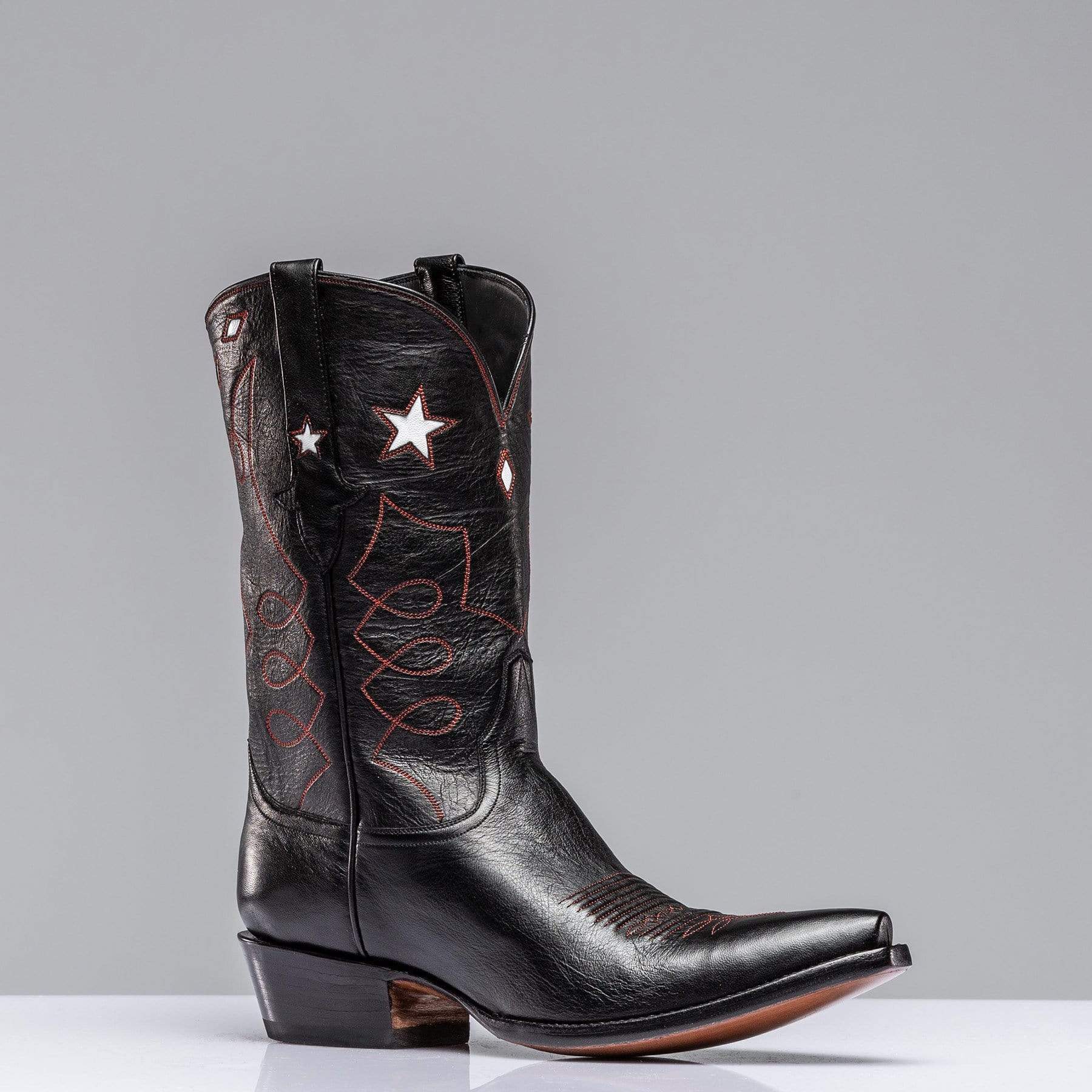 Stallion Boots Black Goat w/ Star Inlay | Mens - Cowboy Boots