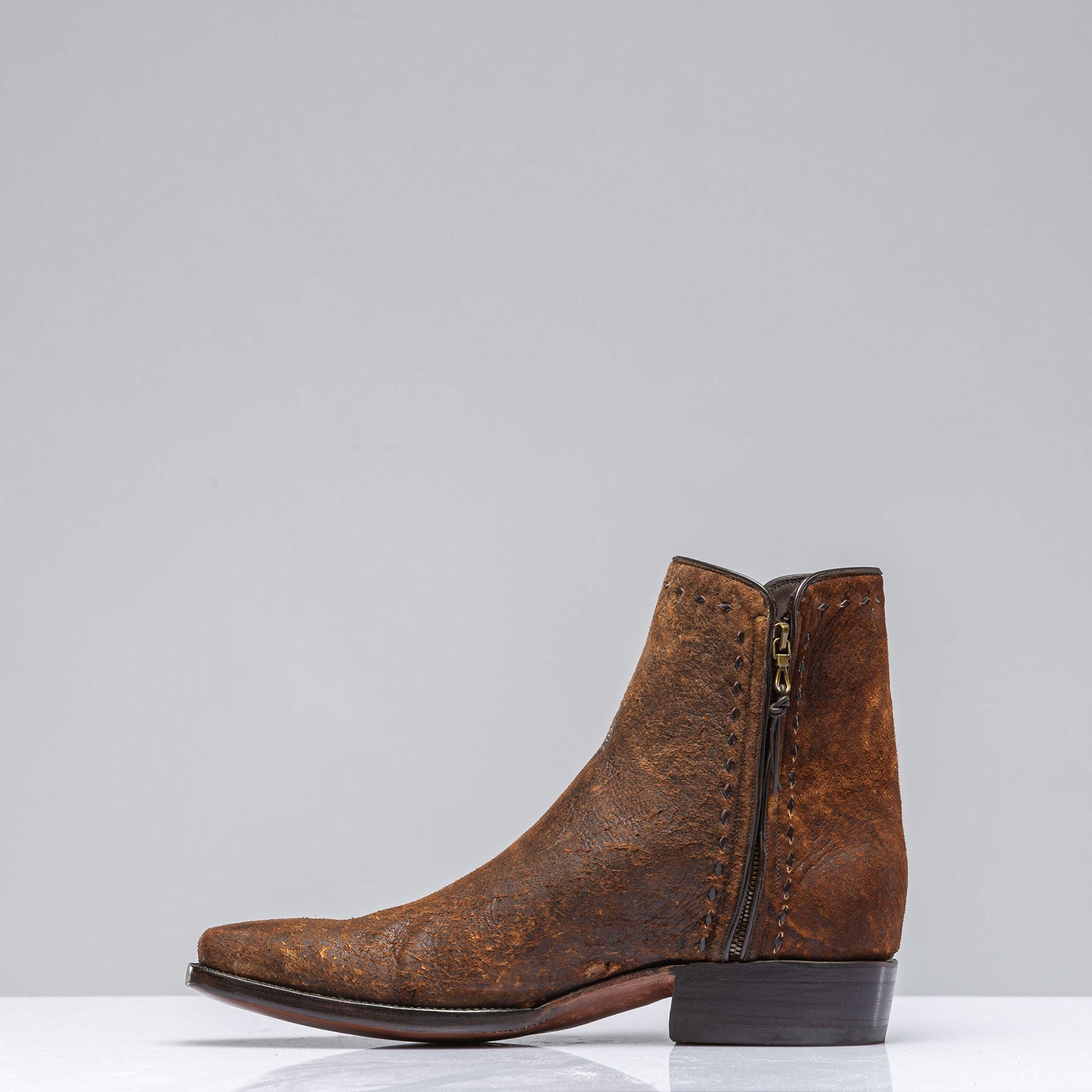 Stallion Boots Goat Suede Zorro in Dark Camel Mens - Cowboy Boots