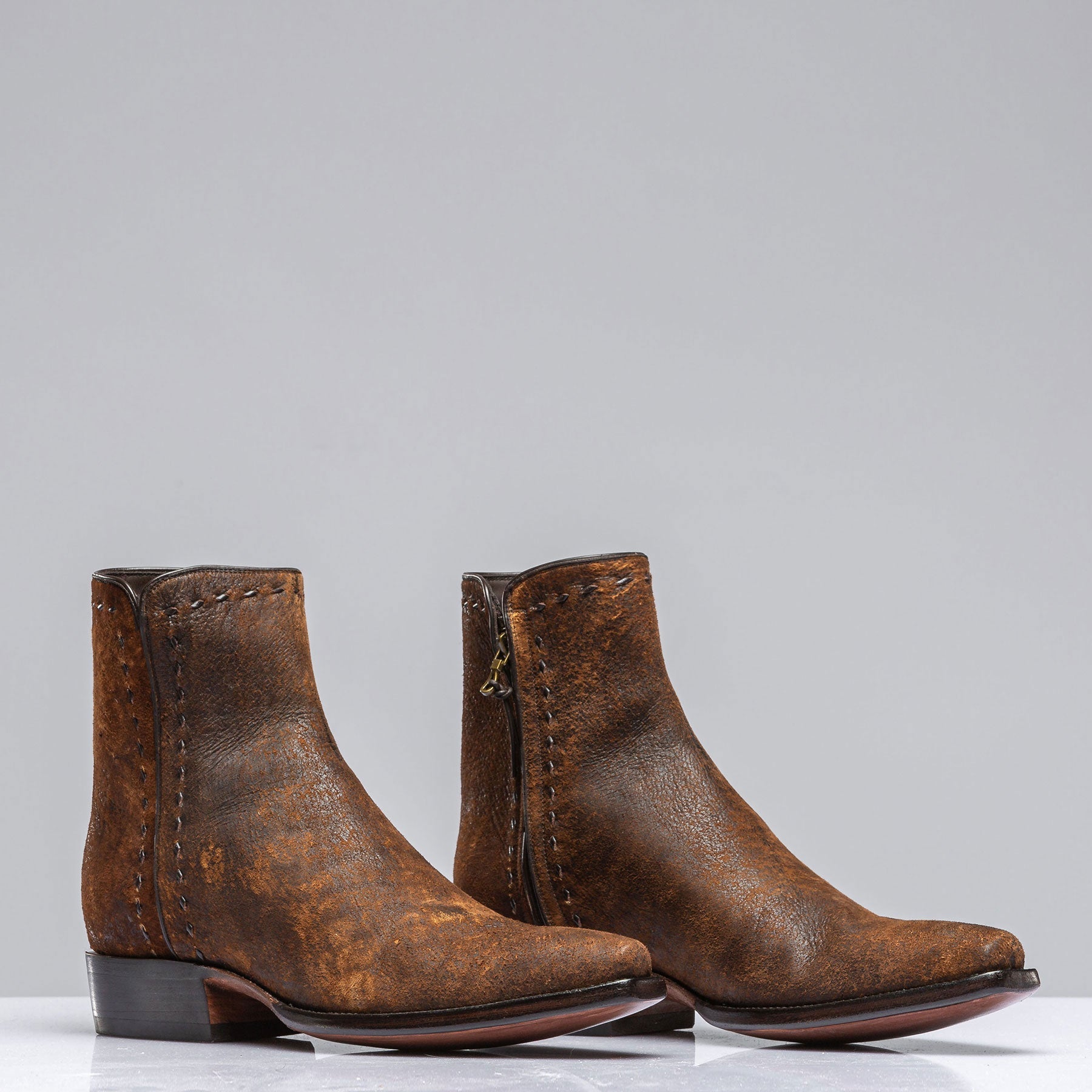 Stallion Boots Goat Suede Zorro in Dark Camel Mens - Cowboy Boots