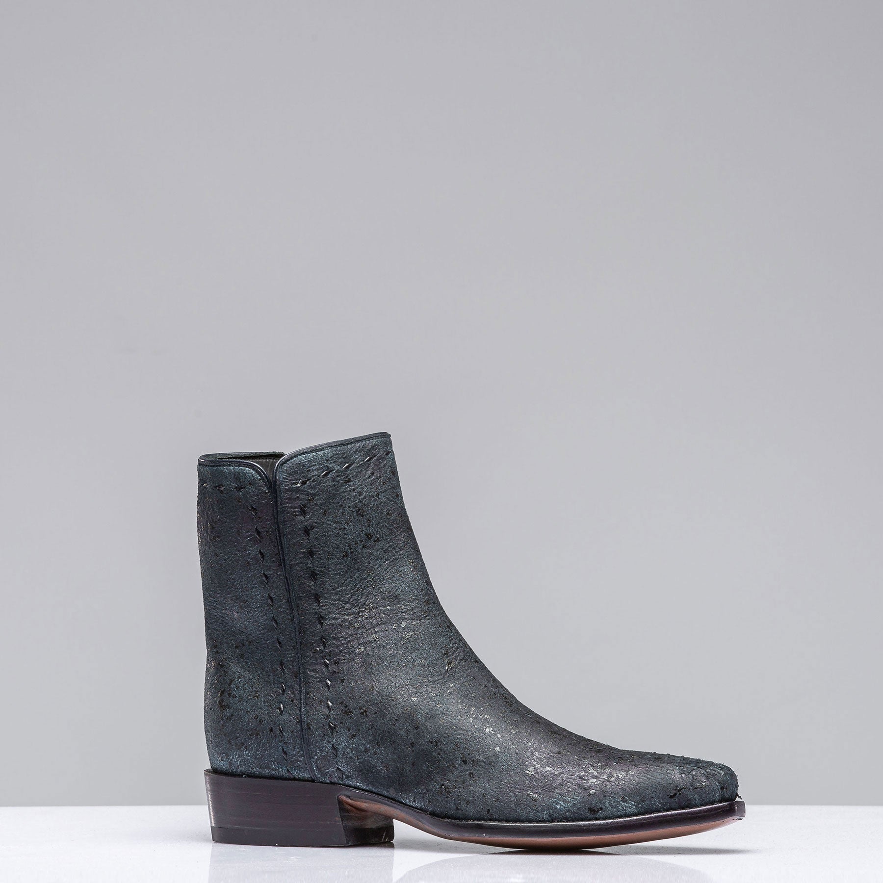 Stallion Boots Goat Suede Zorro In Vintage Denim Blue Mens - Cowboy Boots