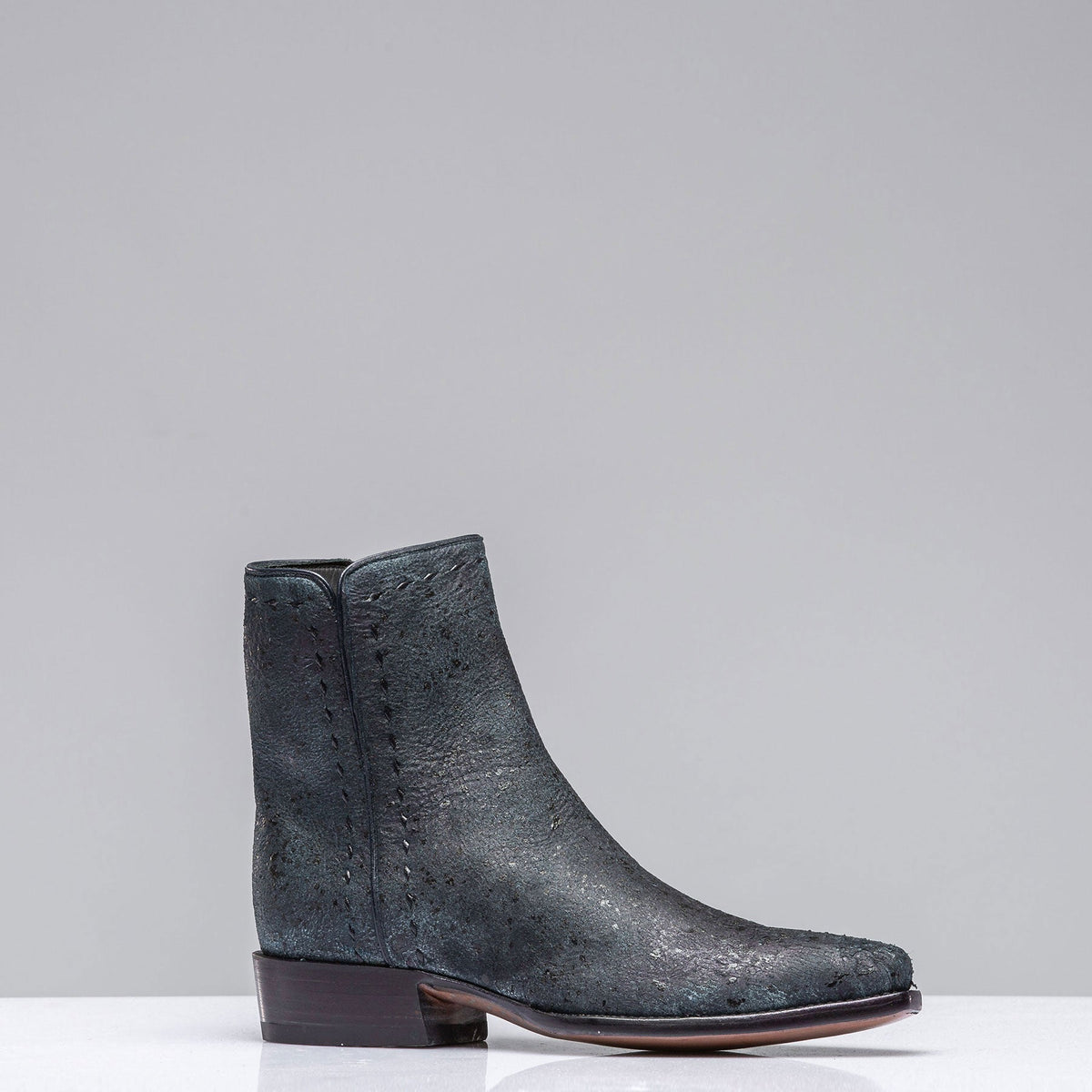 Stallion Boots | Goat Suede Zorro In Vintage Denim Blue | Mens - Cowboy Boots