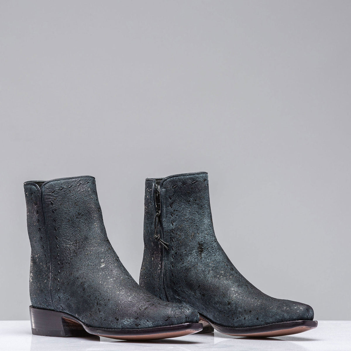 Stallion Boots | Goat Suede Zorro In Vintage Denim Blue | Mens - Cowboy Boots