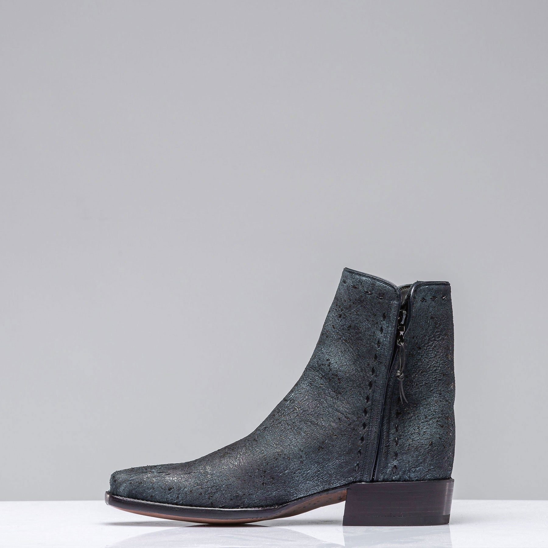 Stallion Boots | Goat Suede Zorro In Vintage Denim Blue | Mens - Cowboy Boots