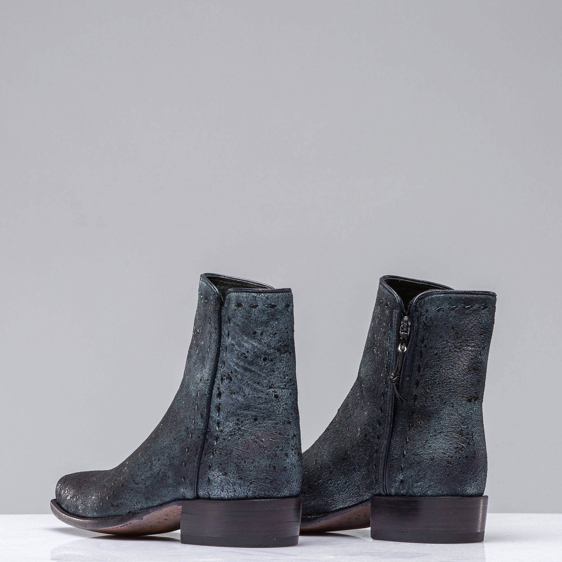 Stallion Boots | Goat Suede Zorro In Vintage Denim Blue | Mens - Cowboy Boots