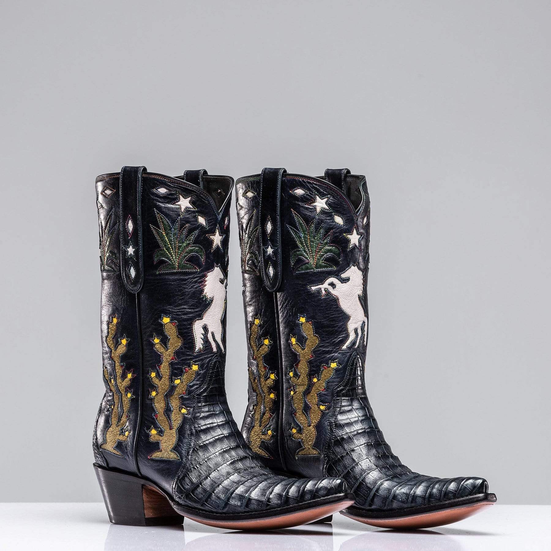 Inlaid Western Boot In Navy - AXEL'S