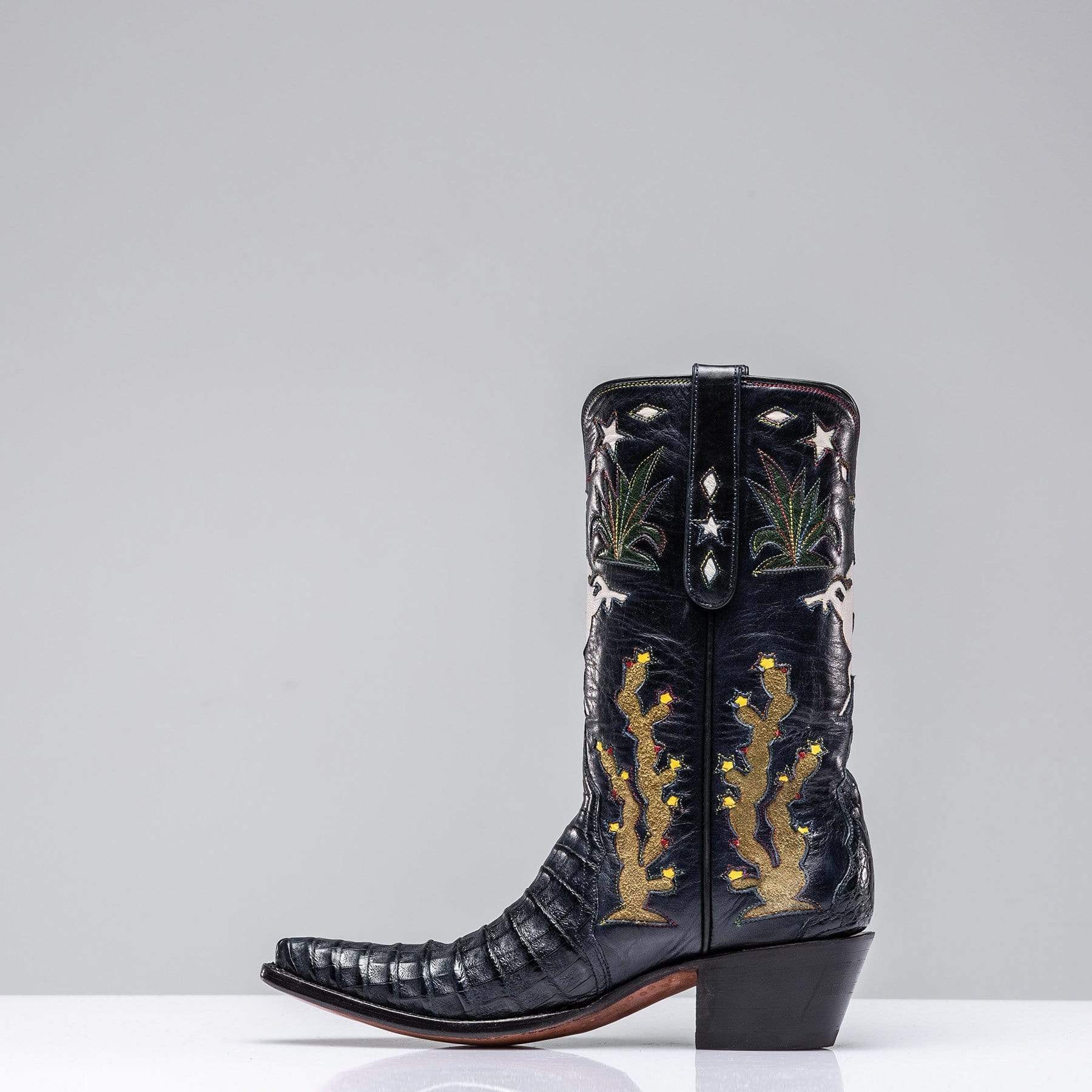 Inlaid Western Boot In Navy - AXEL'S