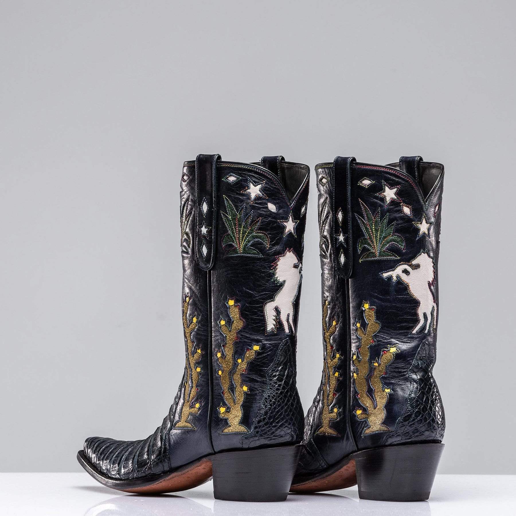 Inlaid Western Boot In Navy - AXEL'S