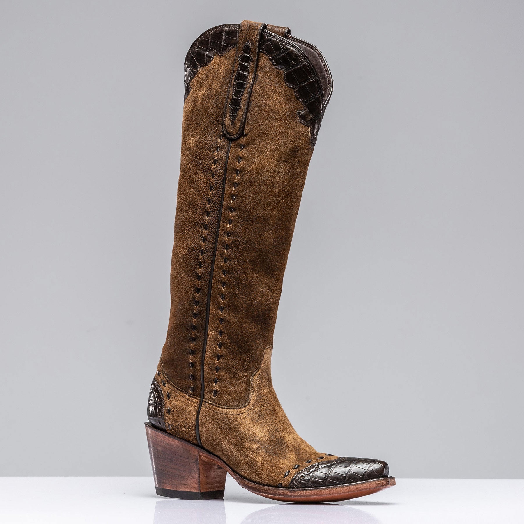 Stallion Boots Tall Distressed Camel Boot Ladies - Cowboy Boots