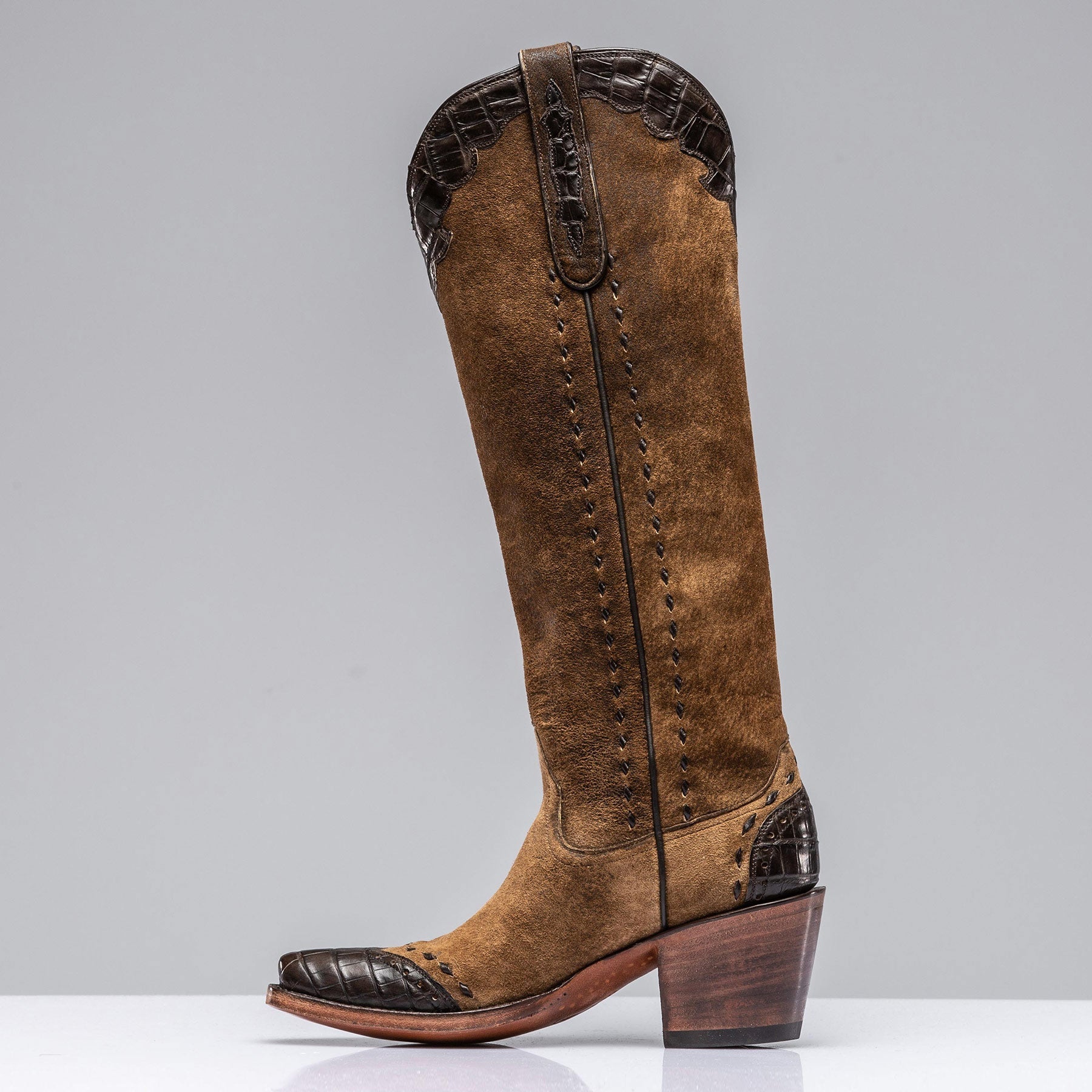 Stallion Boots Tall Distressed Camel Boot Ladies - Cowboy Boots