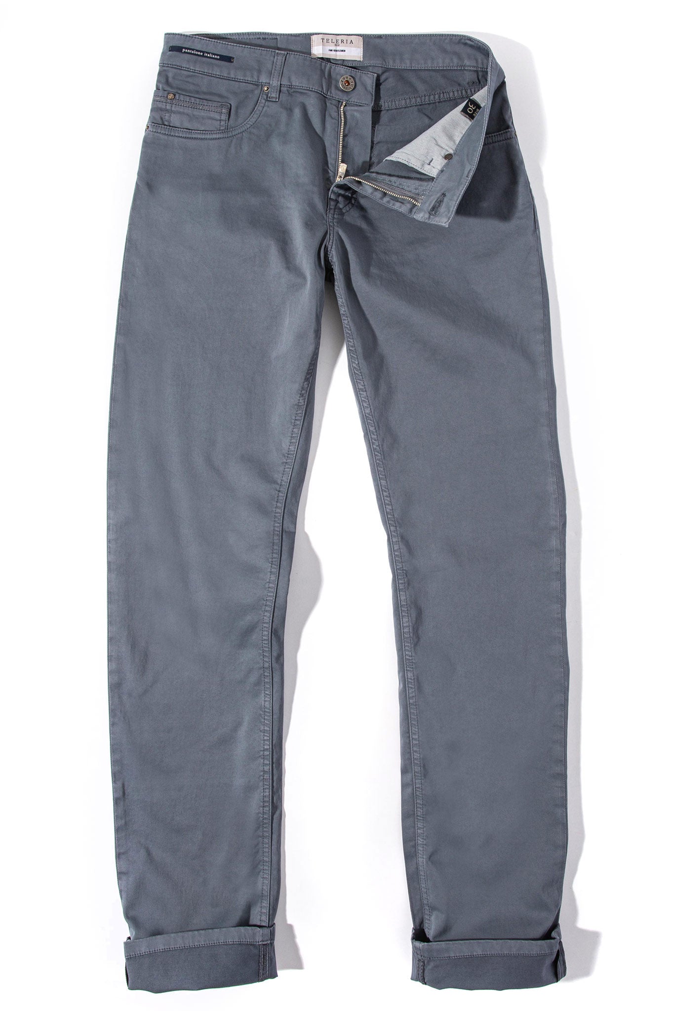 Teleria Zed | Gunnison Soft Touch In Acciaio | Mens - Pants - 5 Pocket