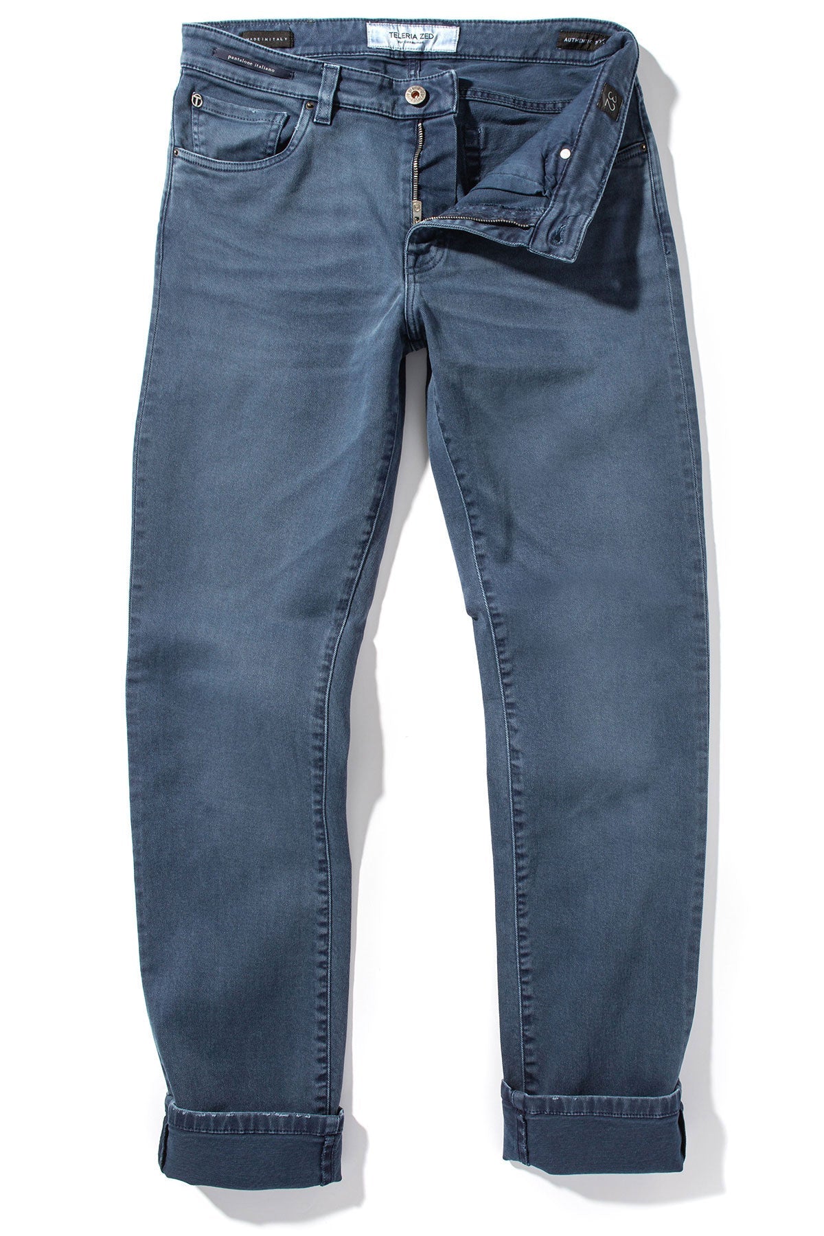 Teleria Zed Jackson 5-Pocket Cotton Twill In Blu Oxford Mens - Pants - 5 Pocket