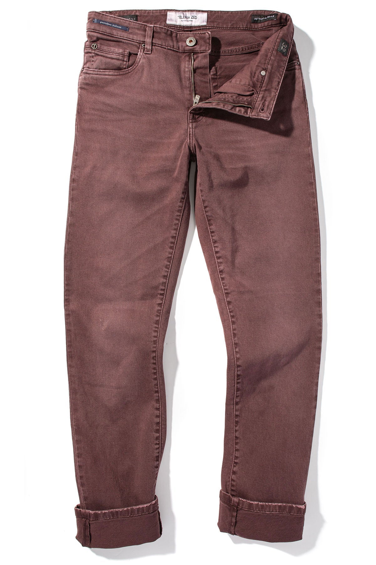 Teleria Zed | Jackson Slim Cotton Twill In Mosto | Mens - Pants - 5 Pocket