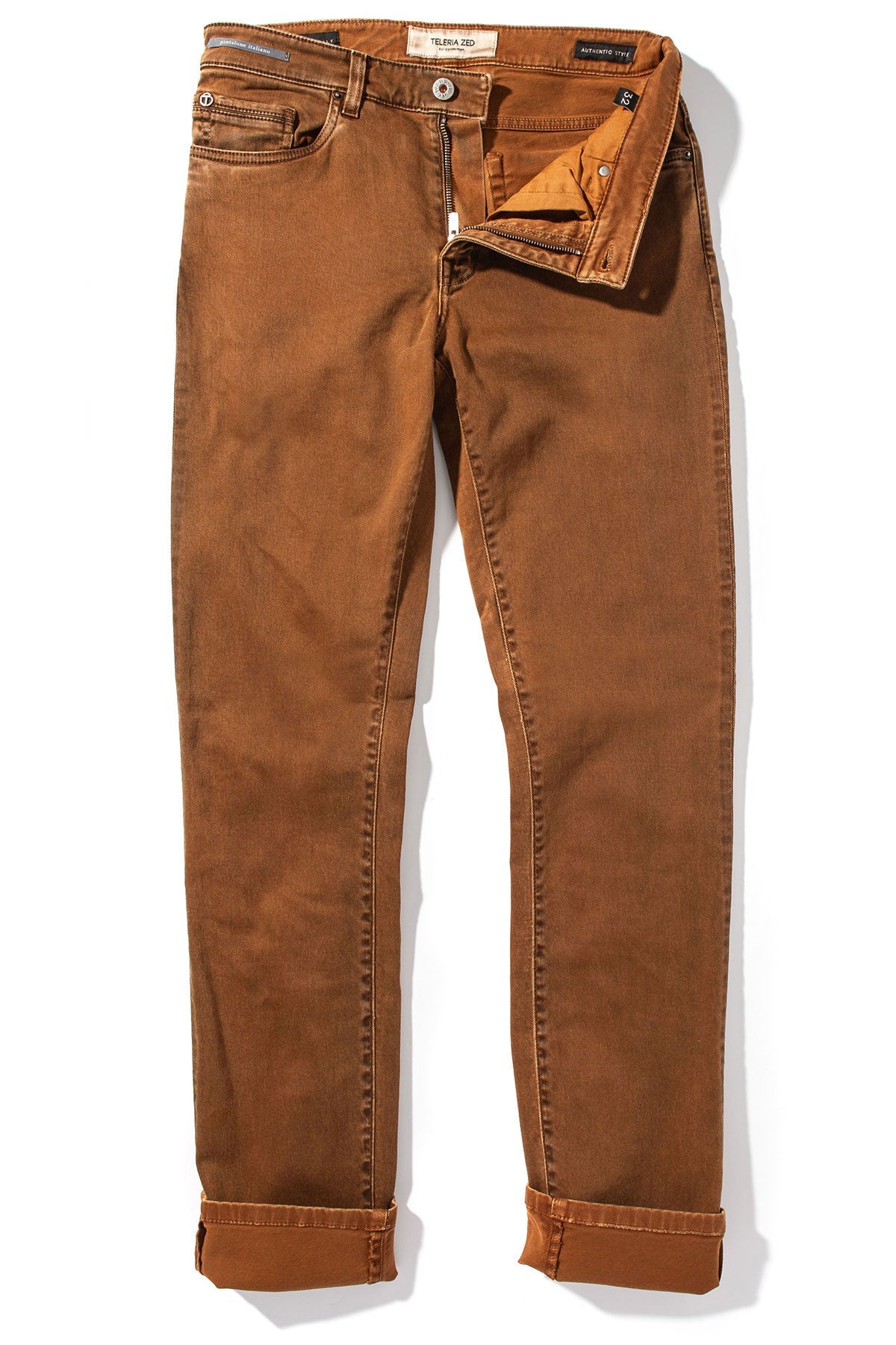 Teleria Zed | Jackson Slim Cotton Twill In Ruggine | Mens - Pants - 5 Pocket