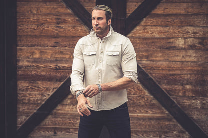 Ranger Colored Denim Snap Shirt In Ecru