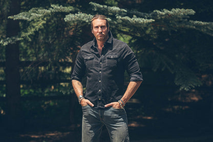 Roper Over-Dyed Western Snap Shirt In Nero - AXEL'S