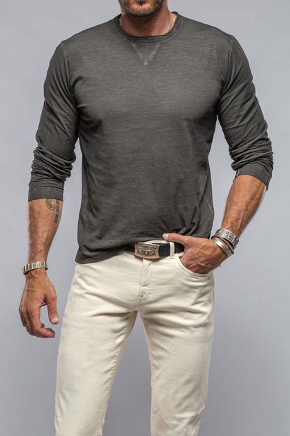 Kayo L/S Crew in Charcoal | Mens - Shirts - T-Shirts | Gimo's Cotton