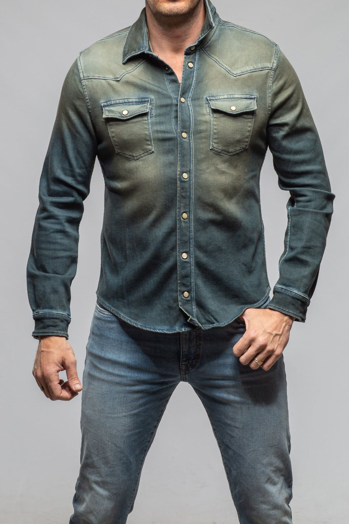 Roper Over-Dyed Western Snap Shirt In Cactus