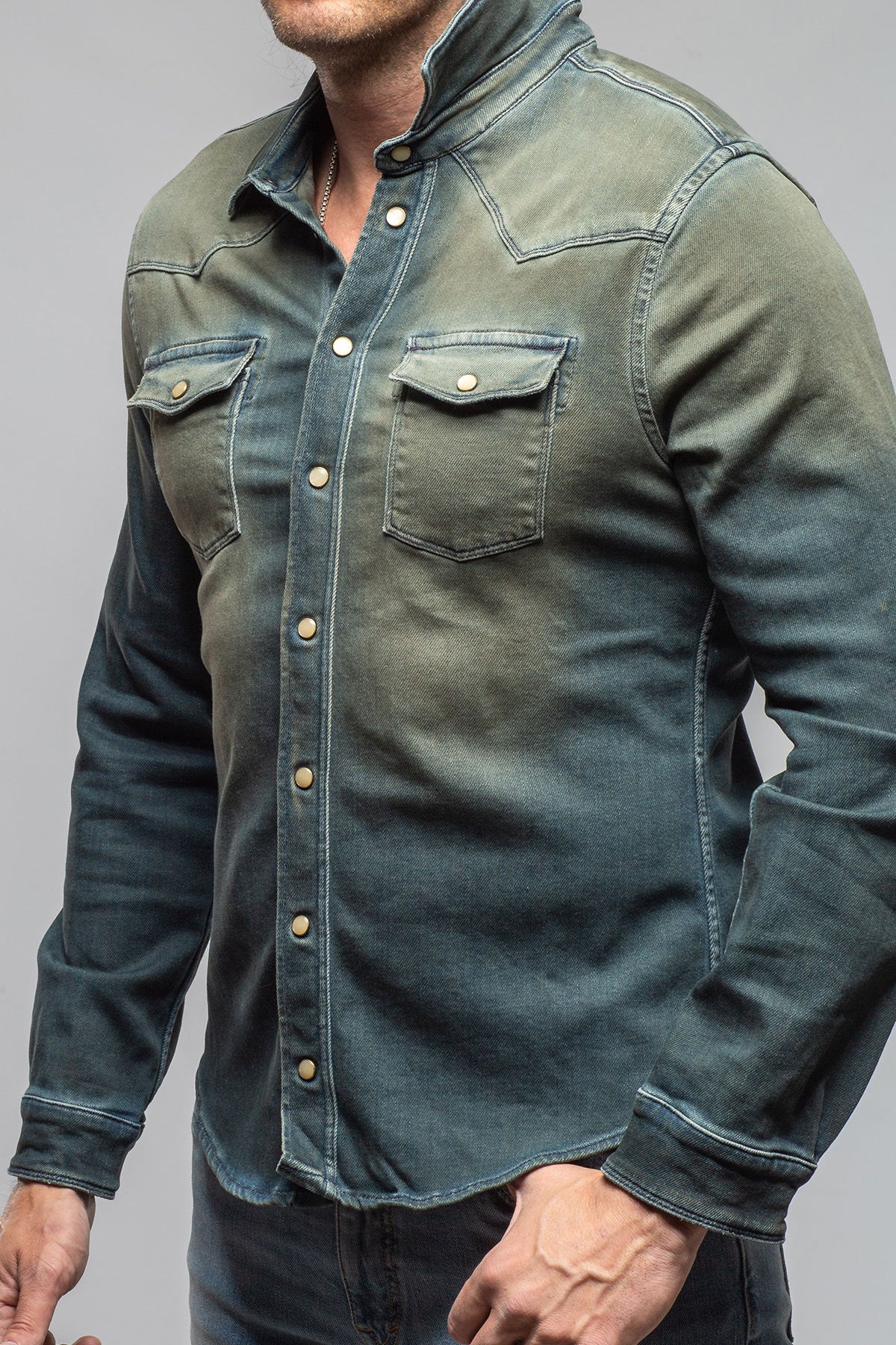 Roper Over-Dyed Western Snap Shirt In Cactus
