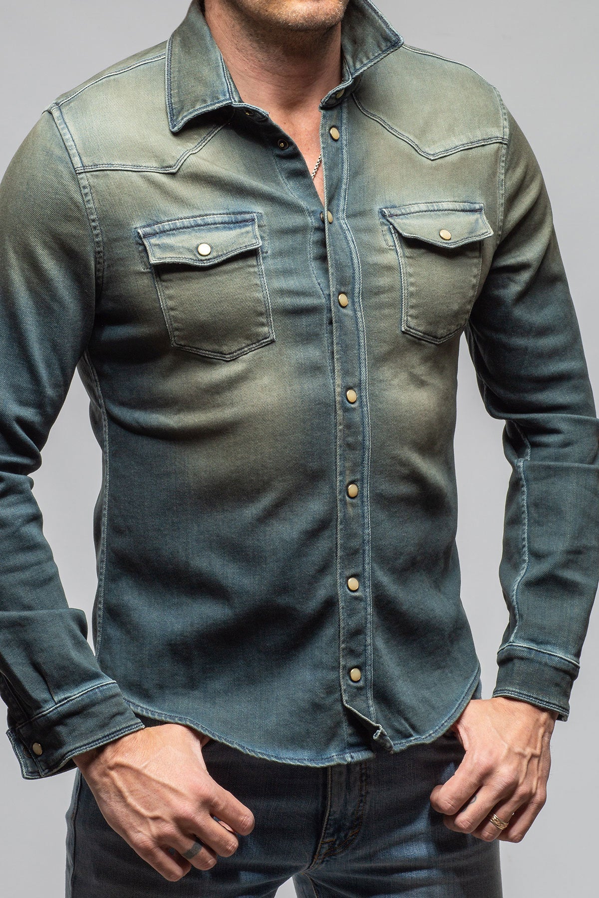 Roper Over-Dyed Western Snap Shirt In Cactus