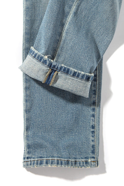 Kingman Denim In Light Wash Gold Stitch