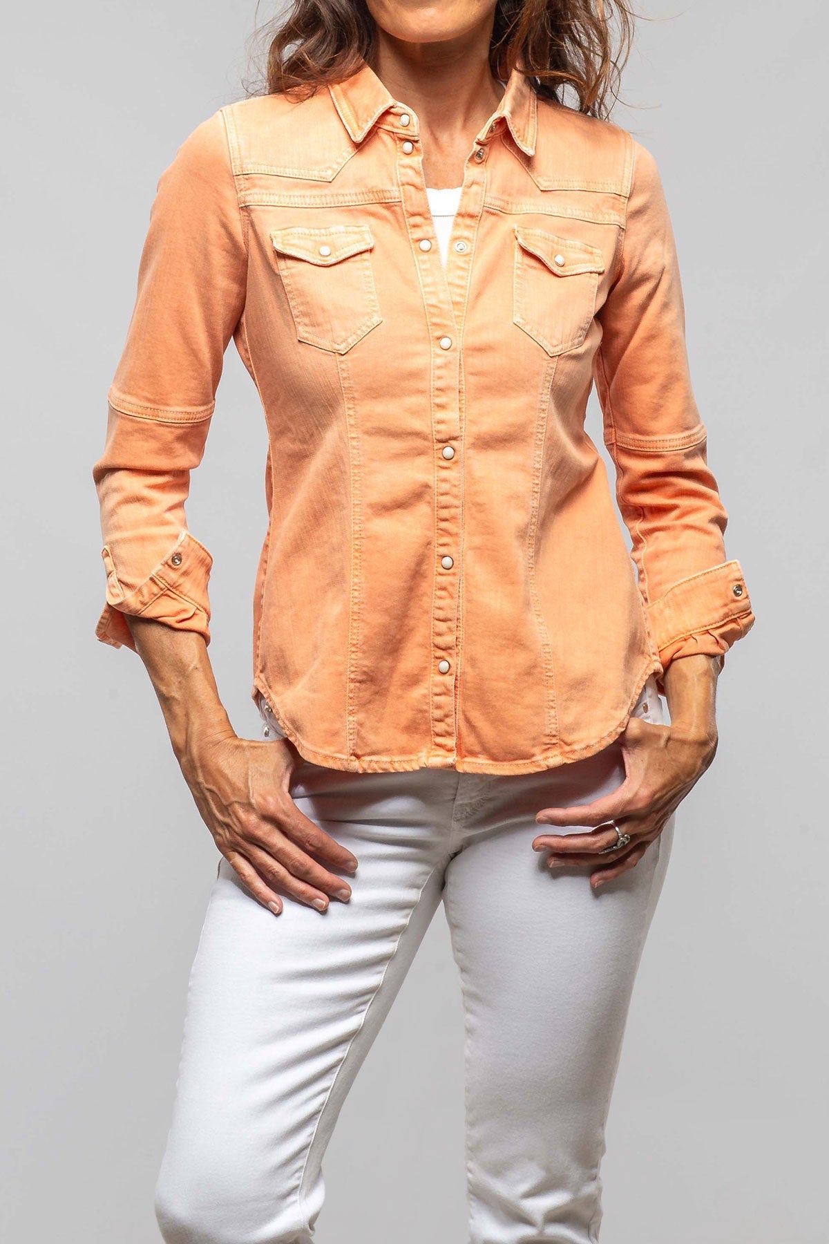 Sweetwater Denim Shirt In Tangerine - AXEL'S