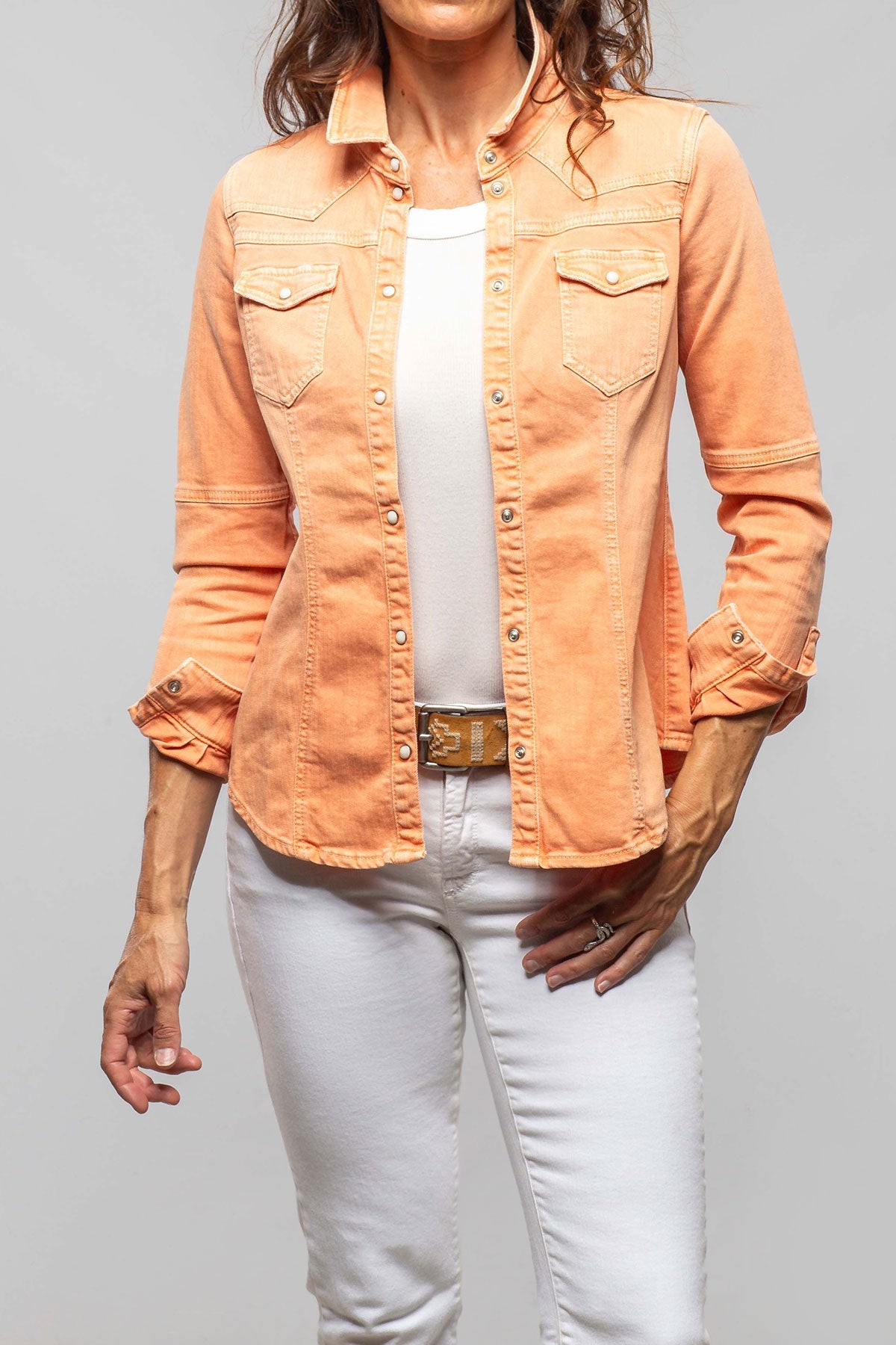 Sweetwater Denim Shirt In Tangerine - AXEL'S