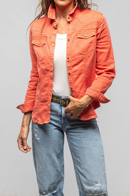 Axel's Premium Denim Yarmony Linen-Cotton Snap Shirt In Tropicale | Ladies - Snap Shirts
