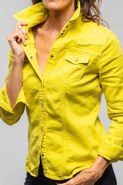 Yarmony Linen-Cotton Snap Shirt In Limone - AXEL'S