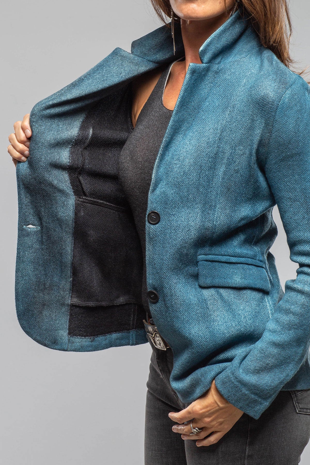 Borgo Painted Blazer In Dark Water | Ladies - Tailored - Jackets | Avant Toi