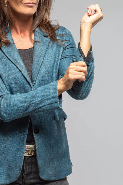 Borgo Painted Blazer In Dark Water | Ladies - Tailored - Jackets | Avant Toi